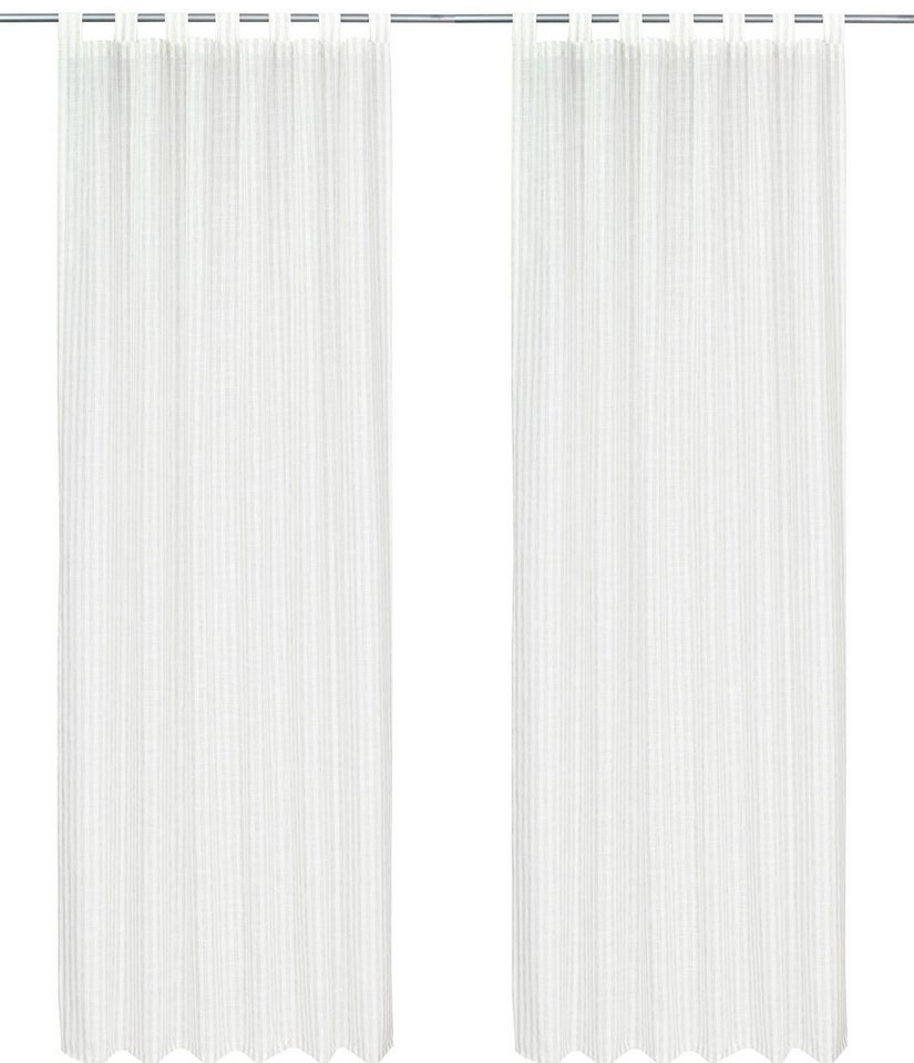 OTTO home Gardine Marric, 1 Stück, Schlaufen, halbtransparent, Leinenoptik mit Streifen (1 St), Schlaufen, halbtransparent, halbtransparent, Leinenoptik mit Str – Bild 2 von 5