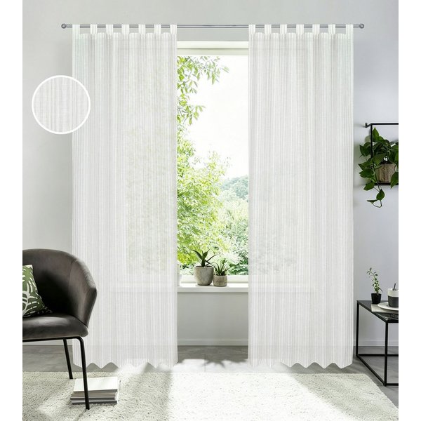 OTTO home Gardine Marric, 1 Stück, Schlaufen, halbtransparent, Leinenoptik mit Streifen (1 St), Schlaufen, halbtransparent, halbtransparent, Leinenoptik mit Str