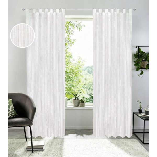 OTTO home Gardine Marric, 1 Stück, Schlaufen, halbtransparent, Leinenoptik mit Streifen (1 St), Schlaufen, halbtransparent, halbtransparent, Leinenoptik mit Str