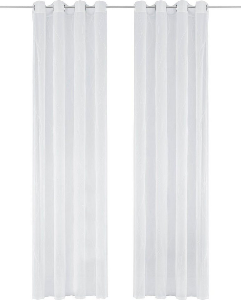 OTTO home Gardine Mila (1 St), Ösen, transparent, Voile, mit Wellenmuster bestickt, monochrom – Bild 4 von 5