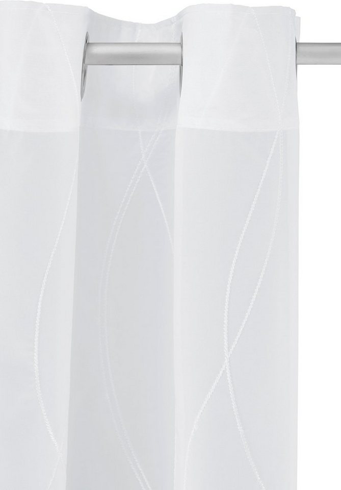 OTTO home Gardine Mila (1 St), Ösen, transparent, Voile, mit Wellenmuster bestickt, monochrom – Bild 5 von 5