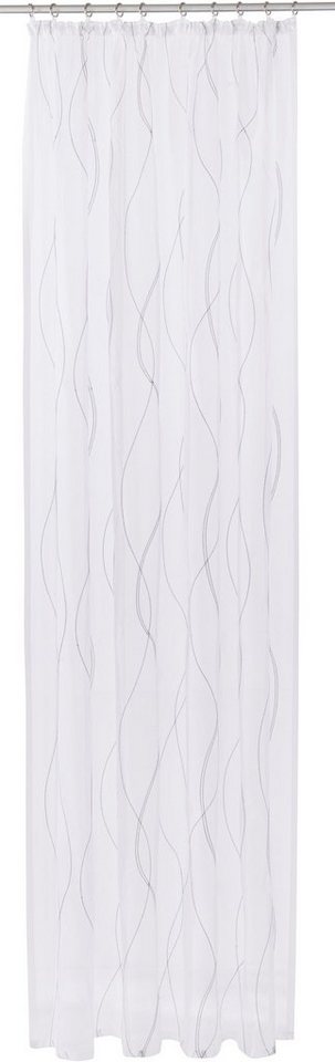 OTTO home Gardine Mila (1 St), Kräuselband, transparent, Voile, mit Wellenmuster bestickt, Voile, einfarbig – Bild 2 von 5