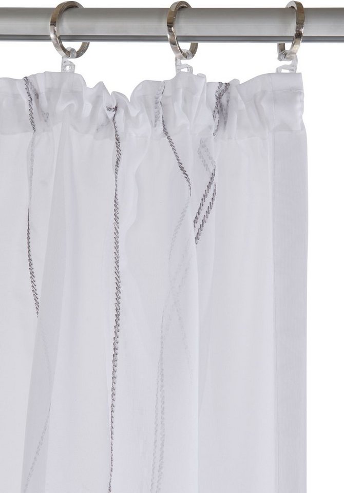 OTTO home Gardine Mila (1 St), Kräuselband, transparent, Voile, mit Wellenmuster bestickt, Voile, einfarbig – Bild 4 von 5