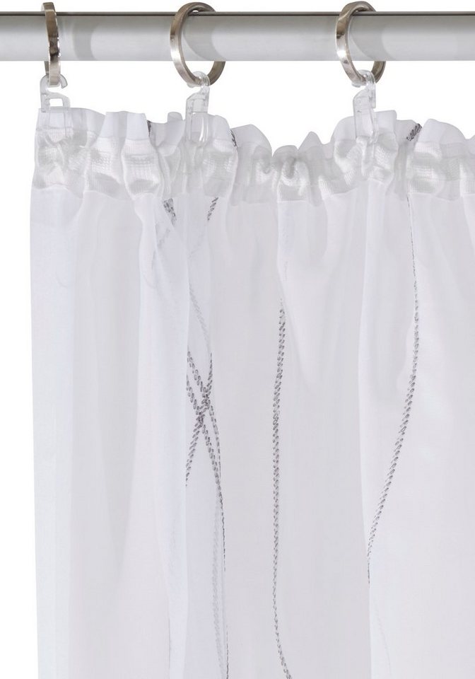 OTTO home Gardine Mila (1 St), Kräuselband, transparent, Voile, mit Wellenmuster bestickt, Voile, einfarbig – Bild 5 von 5
