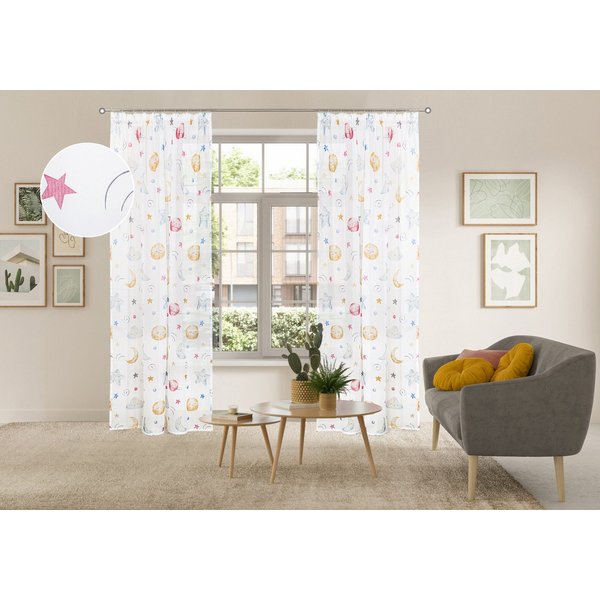 OTTO home Gardine Morgann, 1 Stück, Kräuselband, verspieltes Design (1 St), Kräuselband, transparent, Kräuselband, verspieltes Design, Pflegeleicht, transparent