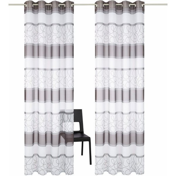 OTTO home Gardine Napala (2 St), Ösen, transparent, Voile, Vorhang, 2-er Set, Fertiggardine, transparent, Querstreifen