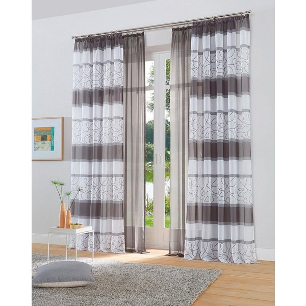 OTTO home Gardine Napala (2 St), Kräuselband, transparent, Voile, Vorhang, 2-er Set, Fertiggardine, transparent, Querstreifen