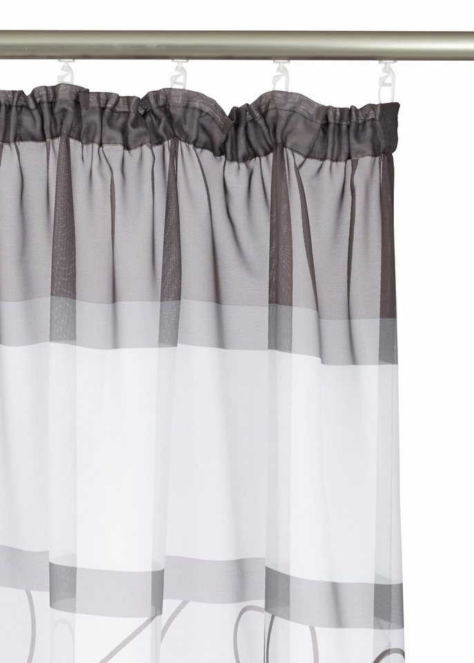 OTTO home Gardine Napala (2 St), Kräuselband, transparent, Voile, Vorhang, 2-er Set, Fertiggardine, transparent, Querstreifen – Bild 4 von 5