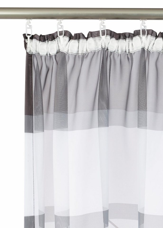 OTTO home Gardine Napala (2 St), Kräuselband, transparent, Voile, Vorhang, 2-er Set, Fertiggardine, transparent, Querstreifen – Bild 5 von 5