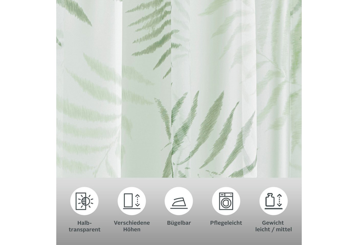 OTTO home Gardine Paula, 1 Stück, halbtransparent (1 St), Kräuselband, halbtransparent, Voile, Halbtransparent, Voile, Polyester – Bild 2 von 5