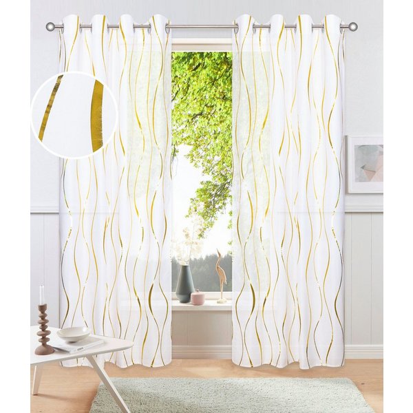 OTTO home Gardine Quinnton (2 St), Ösen, halbtransparent, Polyester, Metallic-Akzente, Gardine, mittelleichter Stoff, halbtransparent