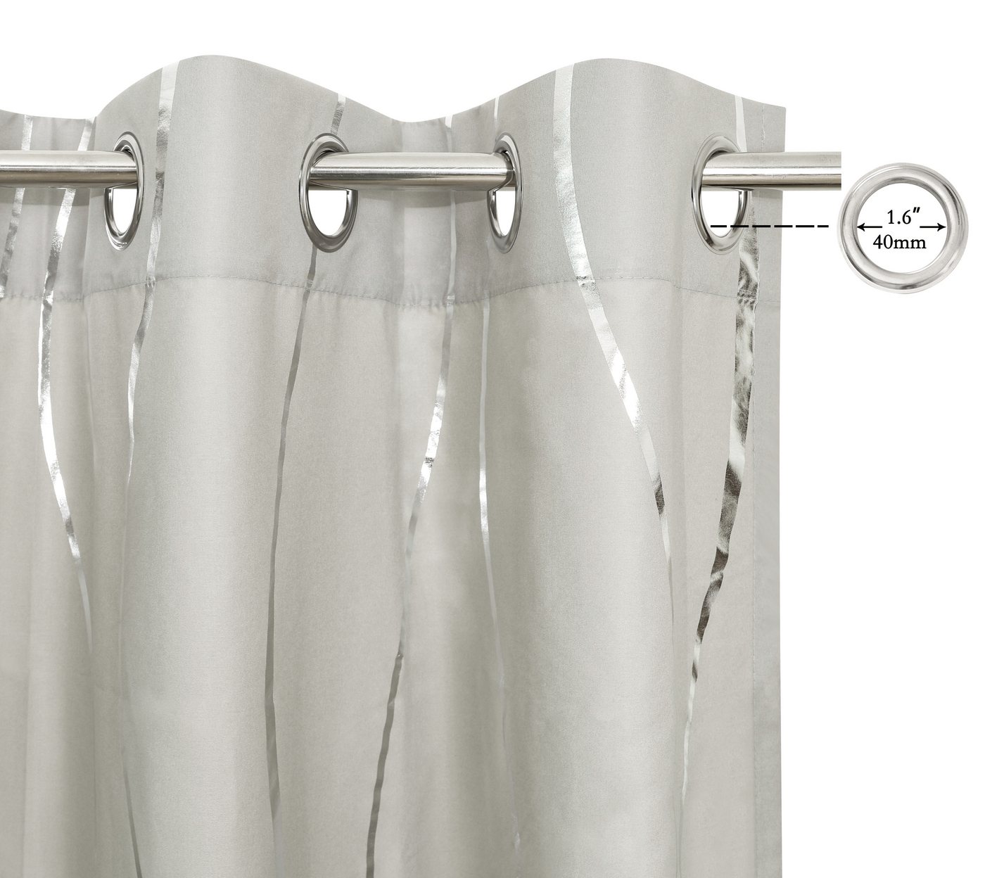 OTTO home Gardine Quinnton (2 St), Ösen, halbtransparent, Polyester, Metallic-Akzente, Gardine, mittelleichter Stoff, halbtransparent – Bild 3 von 5