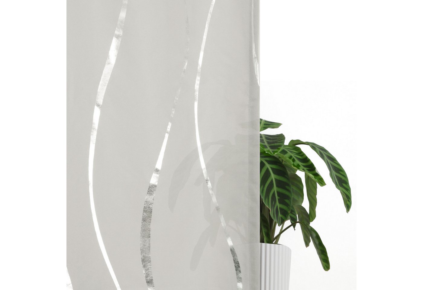 OTTO home Gardine Quinnton (2 St), Ösen, halbtransparent, Polyester, Metallic-Akzente, Gardine, mittelleichter Stoff, halbtransparent – Bild 5 von 5