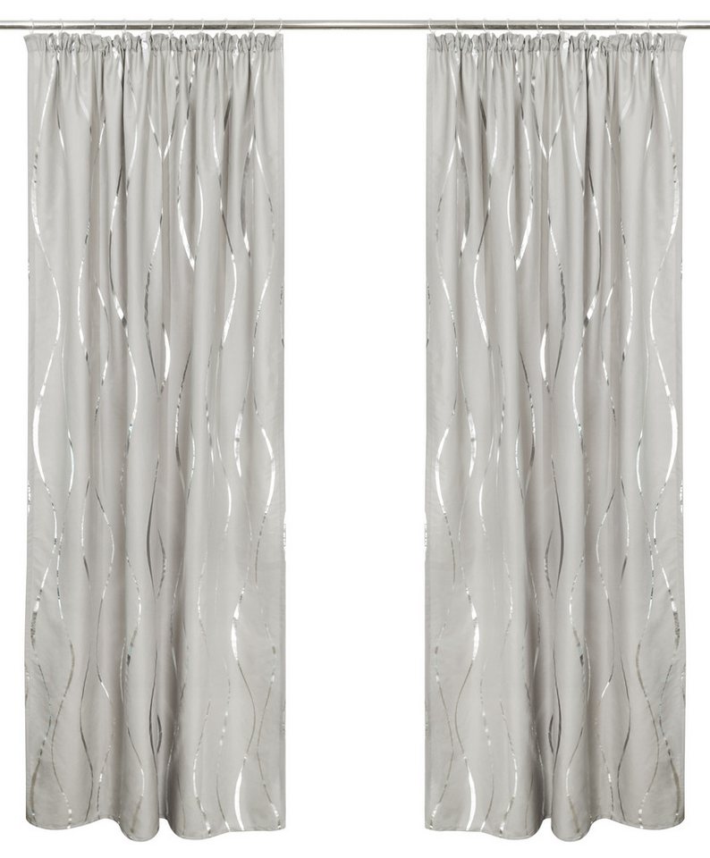 OTTO home Gardine Quinnton (2 St), Kräuselband, halbtransparent, Metallic‑Akzenten, Kräuselband, schöner Stoff, mittelleicht – Bild 3 von 5