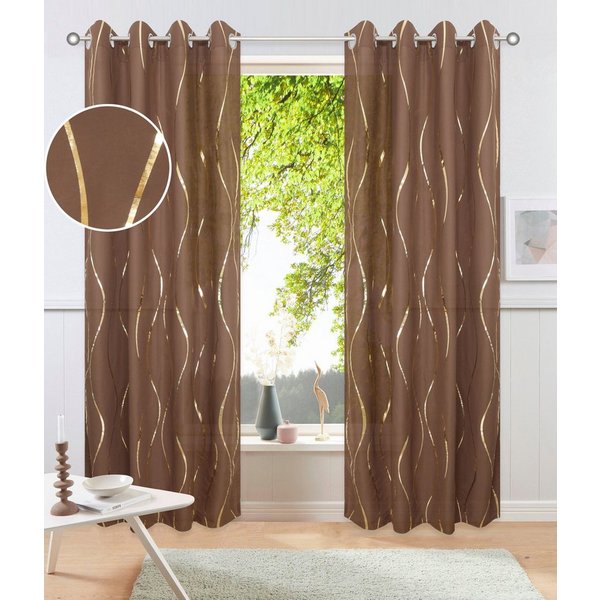 OTTO home Gardine Quinnton (2 St), Ösen, halbtransparent, Polyester, Metallic-Akzente, Gardine, mittelleichter Stoff, halbtransparent