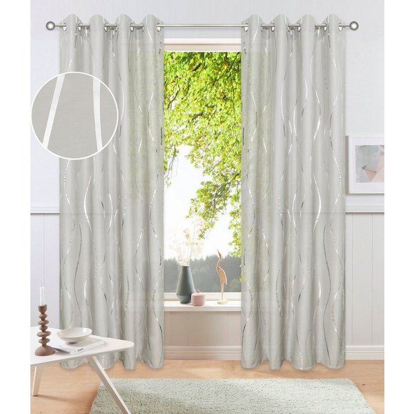 OTTO home Gardine Quinnton (2 St), Ösen, halbtransparent, Polyester, Metallic-Akzente, Gardine, mittelleichter Stoff, halbtransparent