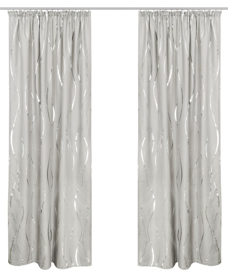 OTTO home Gardine Quinnton (2 St), Kräuselband, halbtransparent, Metallic‑Akzenten, Kräuselband, schöner Stoff, mittelleicht – Bild 2 von 5