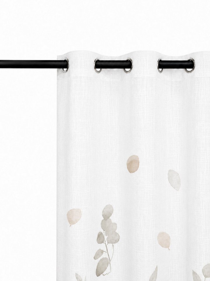 OTTO home Gardine Reeffa (1 St), Ösen, halbtransparent, Polyester, Blätter, Leinenoptik, leichter Lichtschutz, halbtransparent – Bild 3 von 5