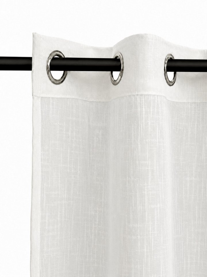 OTTO home Gardine Reeffa (1 St), Ösen, halbtransparent, Polyester, Blätter, Leinenoptik, leichter Lichtschutz, halbtransparent – Bild 4 von 5