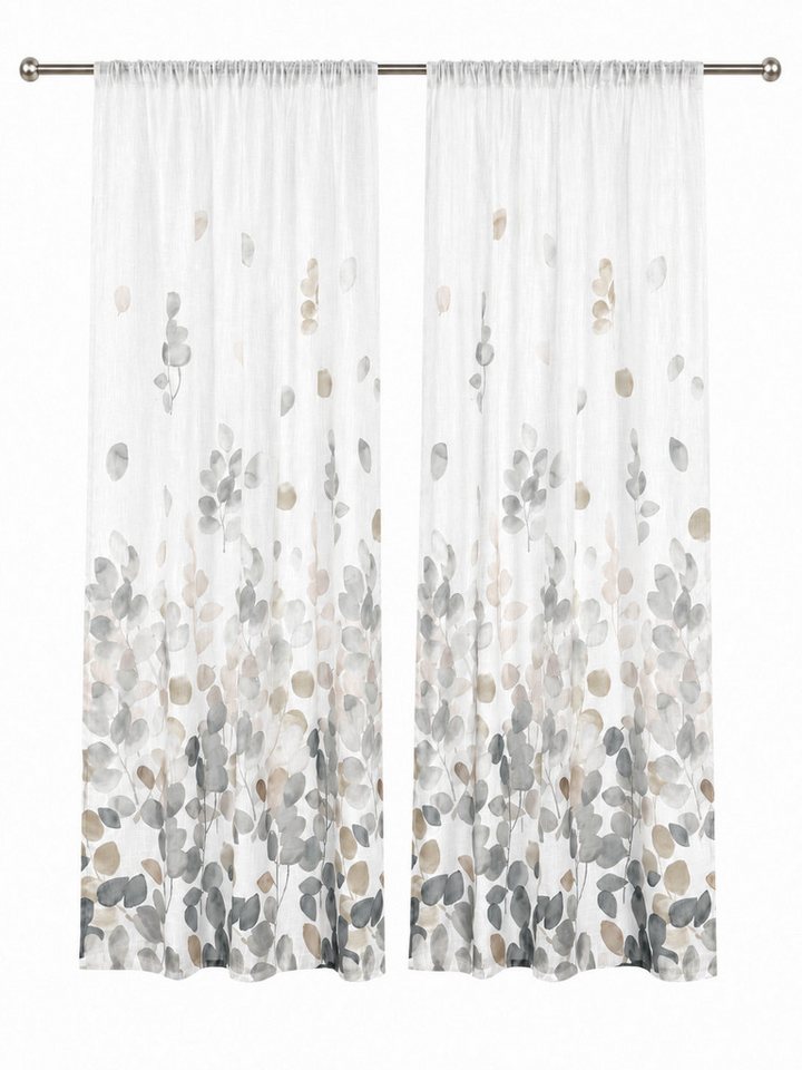 OTTO home Gardine Reeffa, 1 Stück, halbtransparent, Leinenoptik, leichter Lichtschutz (1 St), Multifunktionsband, halbtransparent, Polyester, Blätterdruck, leic – Bild 2 von 5