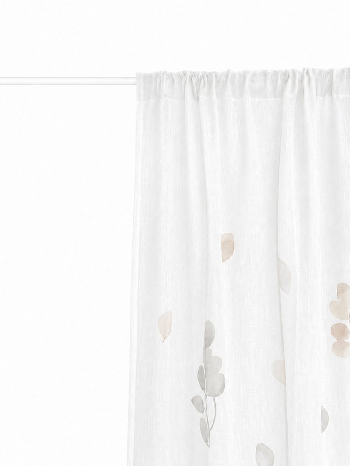 OTTO home Gardine Reeffa, 1 Stück, halbtransparent, Leinenoptik, leichter Lichtschutz (1 St), Multifunktionsband, halbtransparent, Polyester, Blätterdruck, leic – Bild 4 von 5