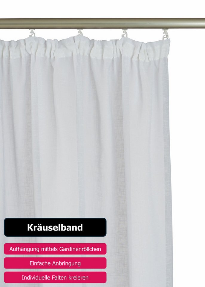 OTTO home Gardine REGINA, Kräuselband, 2er-Set, transparent (2 St), Kräuselband, transparent, Voile, Vorhang, Fertiggardine, 2-er Set, transparent, modern – Bild 4 von 5