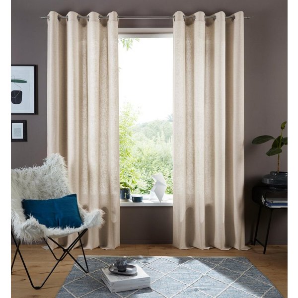 OTTO home Gardine Rudy, 1 Stück, Halbtransparent (1 St), Ösen, transparent, Halbtransparent, Leinenlook, Polyester-Leinen-Mischung