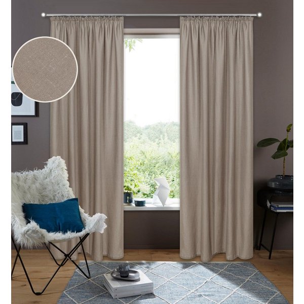 OTTO home Gardine Rudy, 1 Stück, Leinenstruktur, halbtransparent (1 St), Kräuselband, halbtransparent, Leinenstruktur, Halbtransparent, Leinenlook, Polyester-Le