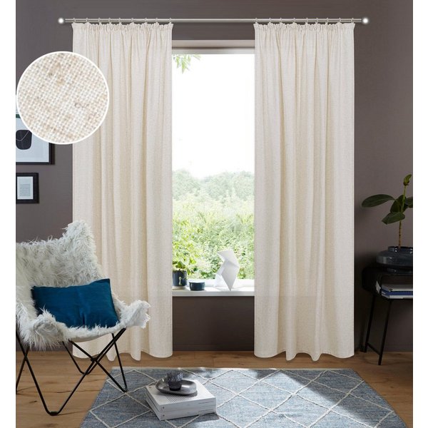 OTTO home Gardine Rudy, 2 Stück, mit Leinenanteil, Leinenoptik, halbtransparent, (2 St), Kräuselband, halbtransparent, Leinenstruktur, Halbtransparent, Leinenlo