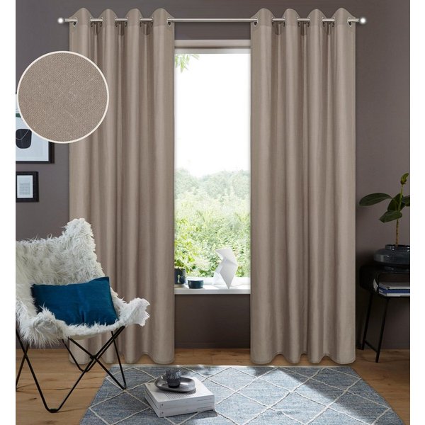 OTTO home Gardine Rudy, 1 Stück, Halbtransparent (1 St), Ösen, transparent, Halbtransparent, Leinenlook, Polyester-Leinen-Mischung
