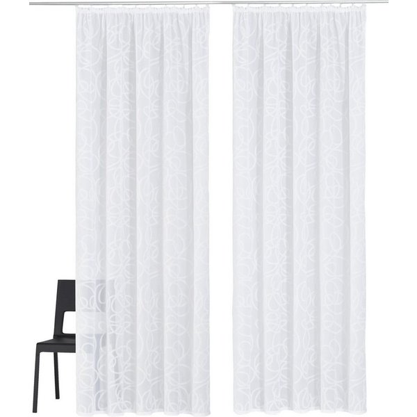 OTTO home Gardine Tanaro, 2er-Set, Kräuselband, transparent, Schlingen Motiv (2 St), Kräuselband, transparent, Voile, Vorhang, Fertiggardine, 2-er Set, mit Schl