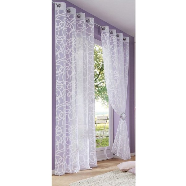 OTTO home Gardine Tanaro, 2er-Set, Ösen, transparent, Schlingen-Motiv (2 St), Ösen, transparent, Voile, 2-er Set, mit Schlingen-Motiv bedruckt, Polyester