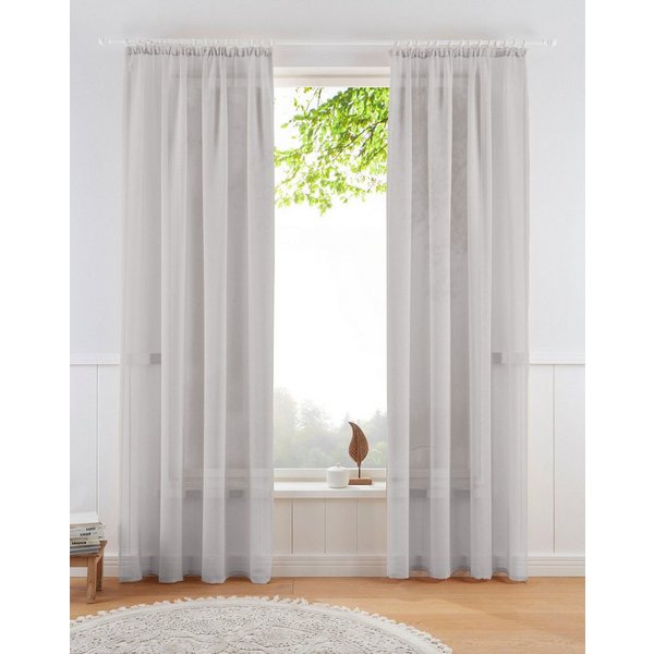 OTTO home Gardine TENDER, 1 Stück, Kräuselband, transparent, Leinen Optik (1 St), Kräuselband, transparent, Leinen Optik mit Struktur, monochrom, Bestseller