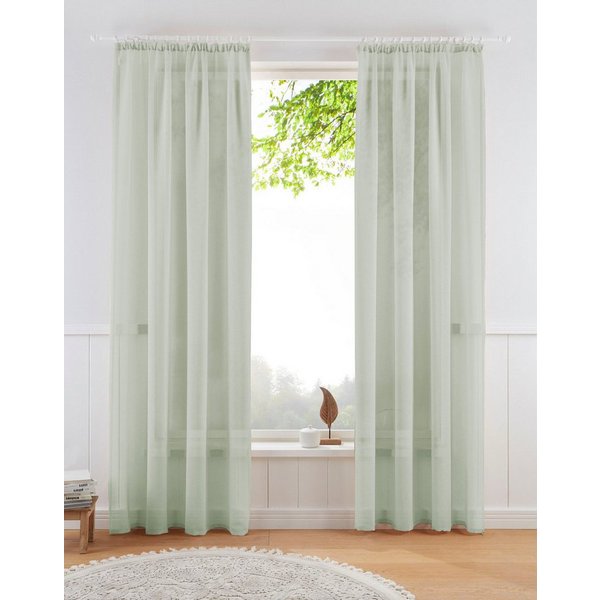 OTTO home Gardine TENDER, 1 Stück, Kräuselband, transparent, Leinen Optik (1 St), Kräuselband, transparent, Leinen Optik mit Struktur, monochrom, Bestseller