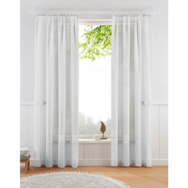 OTTO home Gardine TENDER, 1 Stück, Kräuselband, transparent, Leinen Optik (1 St), Kräuselband, transparent, Leinen Optik mit Struktur, monochrom, Bestseller