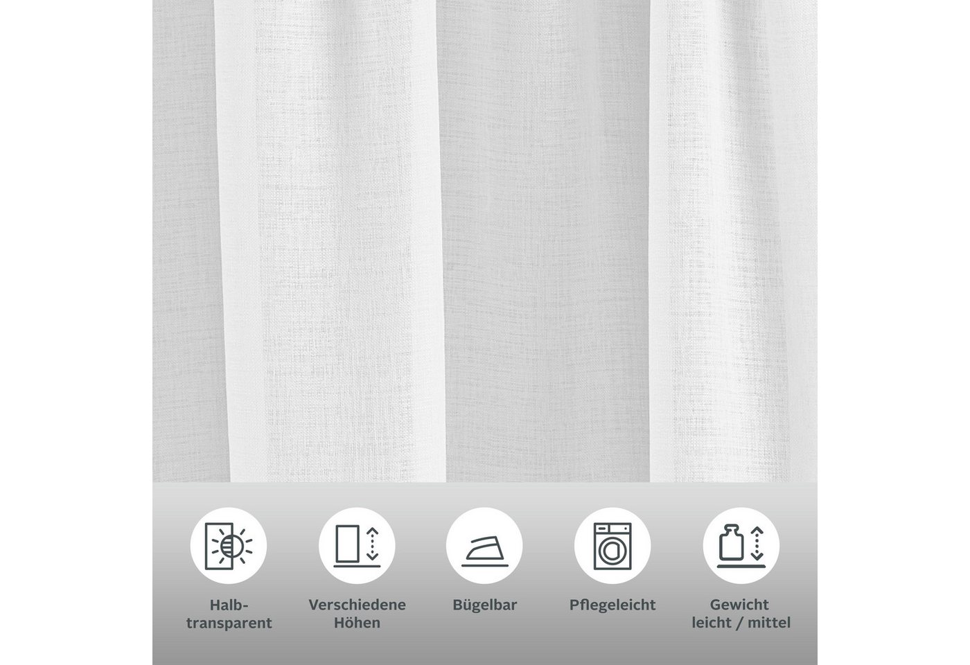 OTTO home Gardine TENDER, 1 Stück, Kräuselband, transparent, Leinen Optik (1 St), Kräuselband, transparent, Leinen Optik mit Struktur, monochrom, Bestseller – Bild 3 von 5