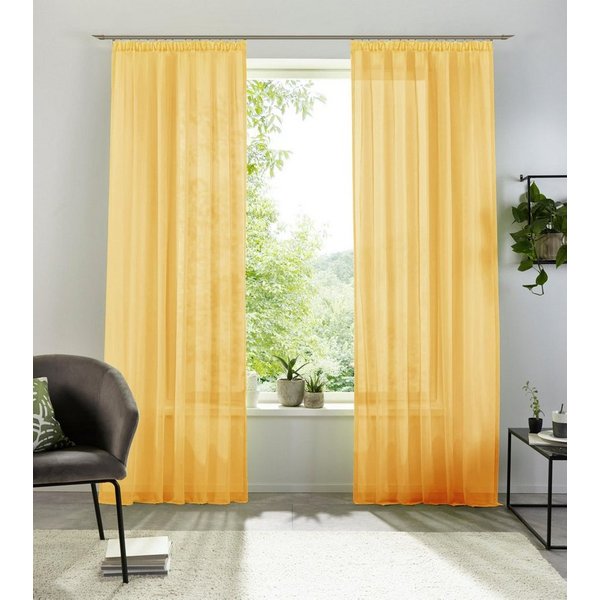 OTTO home Gardine XANA 1er- und 2er-Pack, Kräuselband, Topseller! (1 St), Kräuselband, transparent, Voile, Bestseller, einfarbig, 1 bzw. 2 Schals, pflegeleicht,