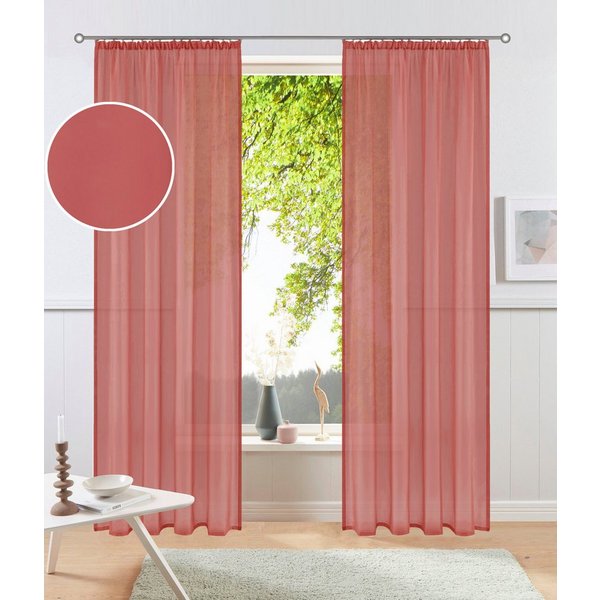 OTTO home Gardine XANA 1er- und 2er-Pack, Kräuselband, Topseller! (1 St), Kräuselband, transparent, Voile, Bestseller, einfarbig, 1 bzw. 2 Schals, pflegeleicht,