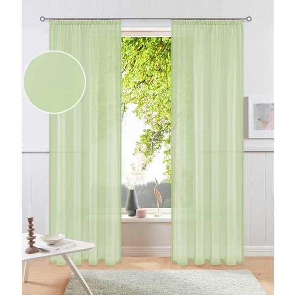 OTTO home Gardine XANA 1er- und 2er-Pack, Kräuselband, Topseller! (1 St), Kräuselband, transparent, Voile, Bestseller, einfarbig, 1 bzw. 2 Schals, pflegeleicht,