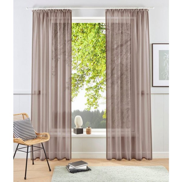 OTTO home Gardine XANA 1er- und 2er-Pack, Kräuselband, Topseller! (1 St), Kräuselband, transparent, Voile, Bestseller, einfarbig, 1 bzw. 2 Schals, pflegeleicht,