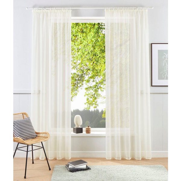 OTTO home Gardine XANA 1er- und 2er-Pack, Kräuselband, Topseller! (2 St), Kräuselband, transparent, Voile, Bestseller, einfarbig, 1 bzw. 2 Schals, pflegeleicht,