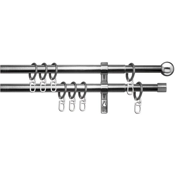OTTO home Gardinenstange Bari, Ø 16 mm, 2-läufig, ausziehbar, mit Bohren, verschraubt, Stahl, stufenlos verstellbare Teleskopstange