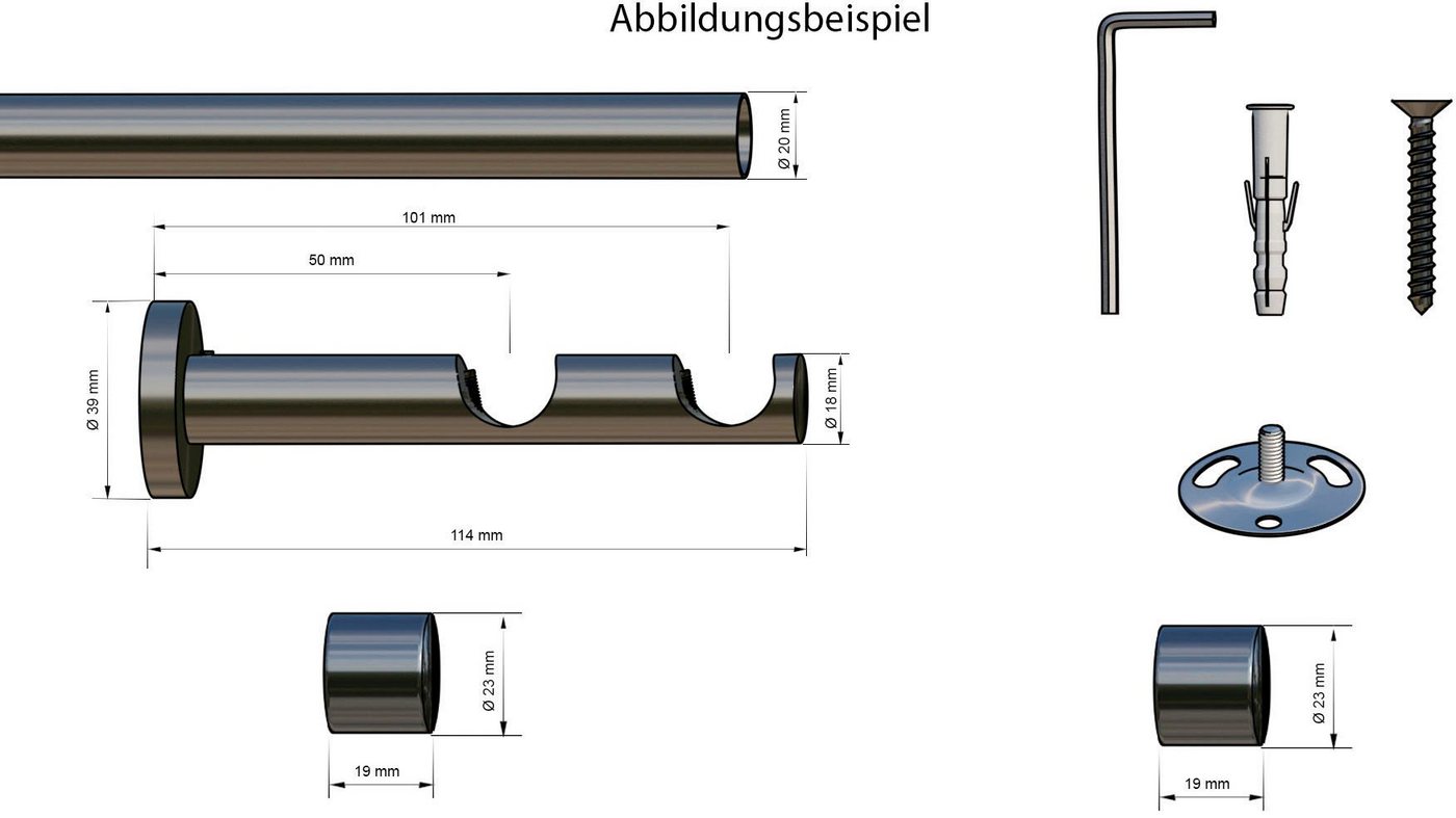 OTTO home Gardinenstange Tanbul, 2-läufig aufziehbar, mit Bohren, 2-läufig, Fixmaß, mit Bohren, verschraubt, Eisen – Bild 3 von 4