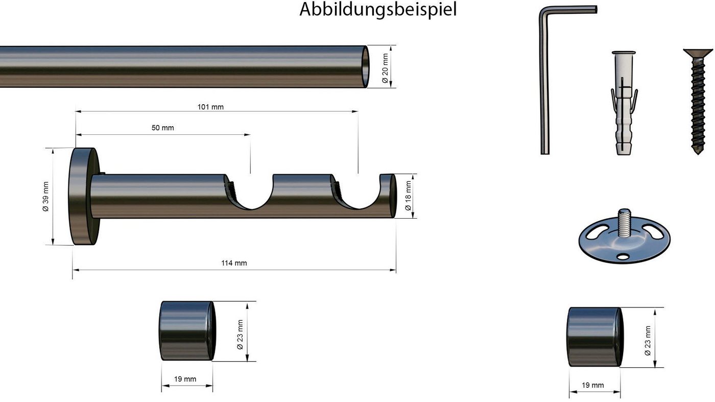 OTTO home Gardinenstange Tanbul, 2-läufig aufziehbar, mit Bohren, 2-läufig, Fixmaß, mit Bohren, verschraubt, Eisen – Bild 3 von 4