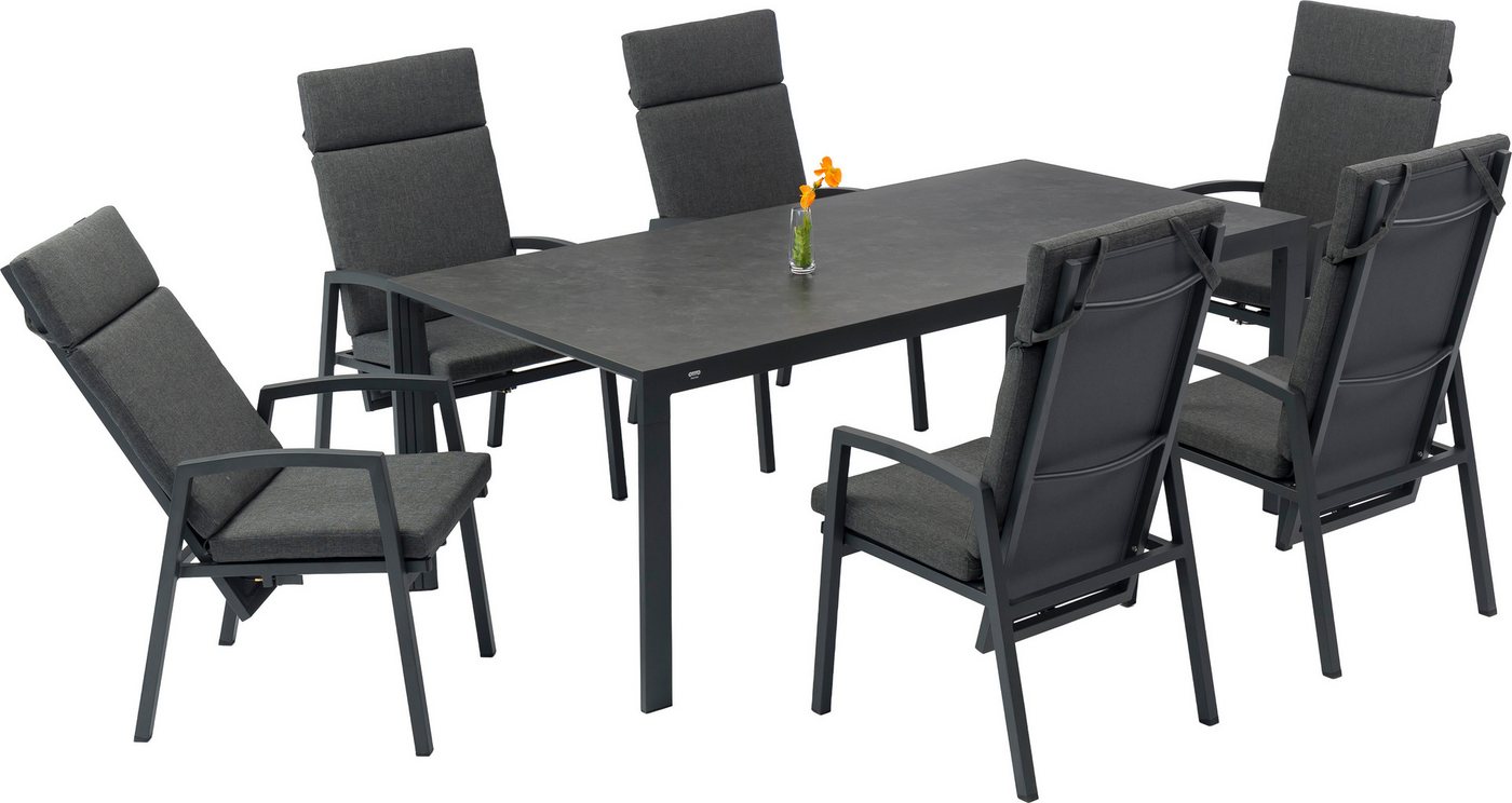 OTTO home Garten-Essgruppe Maruja, (Set, 13-tlg., 6x Sessel, 6x Auflage, 1x Tisch), bestehend aus 1 Tisch, 6 Stühlen und 6 Sitzauflagen – Bild 2 von 5