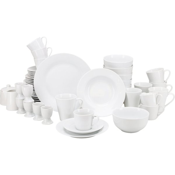 OTTO home Geschirr-Set Babbette (50-tlg), 6 Personen, Porzellan, Moderne Optik, Zeitloses Design, Beliebig kombinierbar
