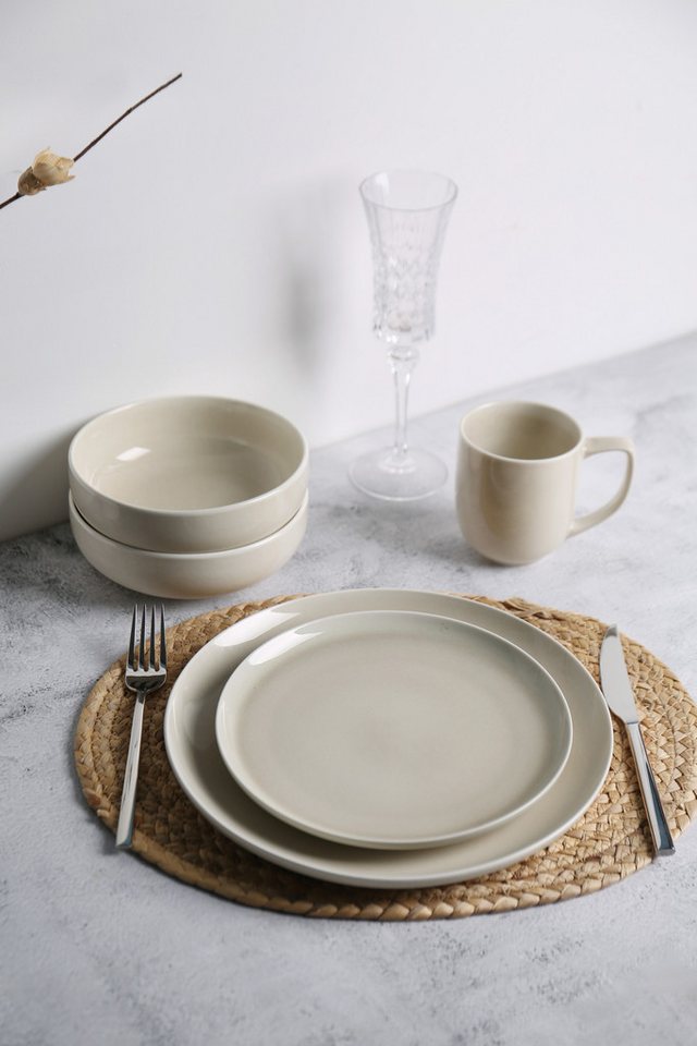 OTTO home Geschirr-Set Flett, mit Reaktivglasur (12-tlg), 4 Personen, Porzellan, Teller Set, spülmaschinenfest und mikrowellengeeignet – Bild 5 von 5
