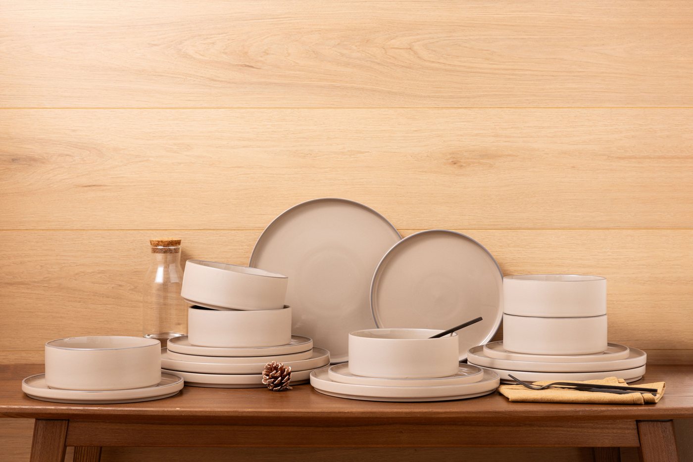 OTTO home Geschirr-Set Ylvii, außen matt, innen glänzend (18-tlg), 6 Personen, Steinzeug, spülmaschinenfest und mikrowellengeeignet – Bild 3 von 5