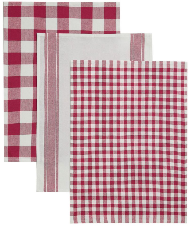 OTTO home Geschirrtuch Ravven, (Set, 3-tlg., 3er Set), 100 % Baumwolle, 65 × 50 cm, 3er-Set, Farbauswahl, Karo, Streifen – Bild 3 von 5