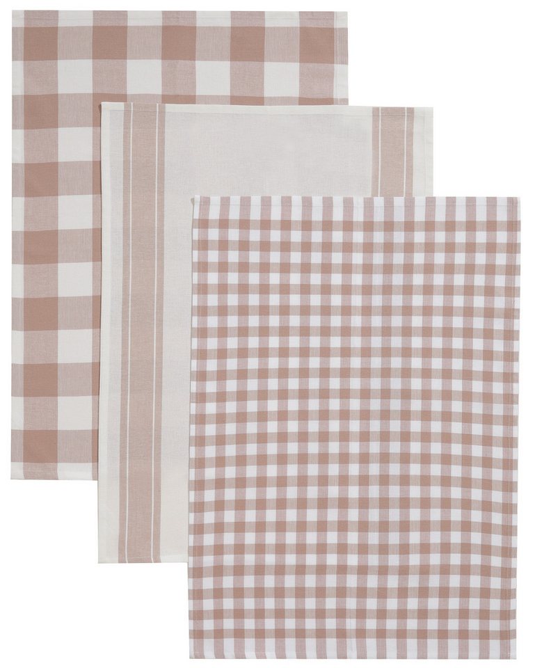OTTO home Geschirrtuch Ravven, (Set, 3-tlg., 3er Set), 100 % Baumwolle, 65 × 50 cm, 3er-Set, Farbauswahl, Karo, Streifen – Bild 3 von 5